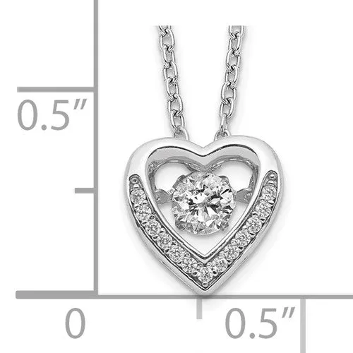 Cheryl M Sterling Silver Constant Motion Vibrant CZ Heart Necklace