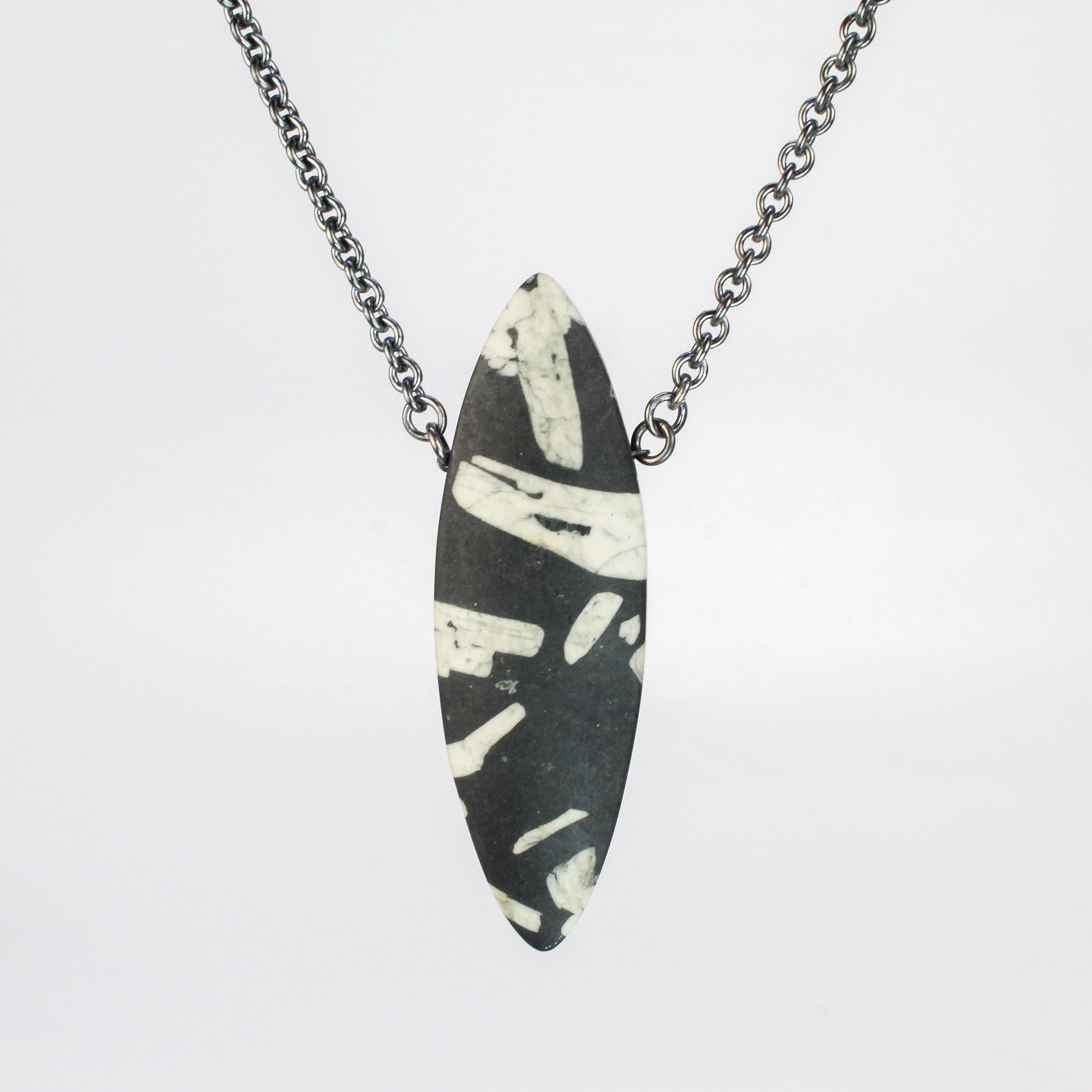 Chinese Writing Stone Pendant by Rina Young