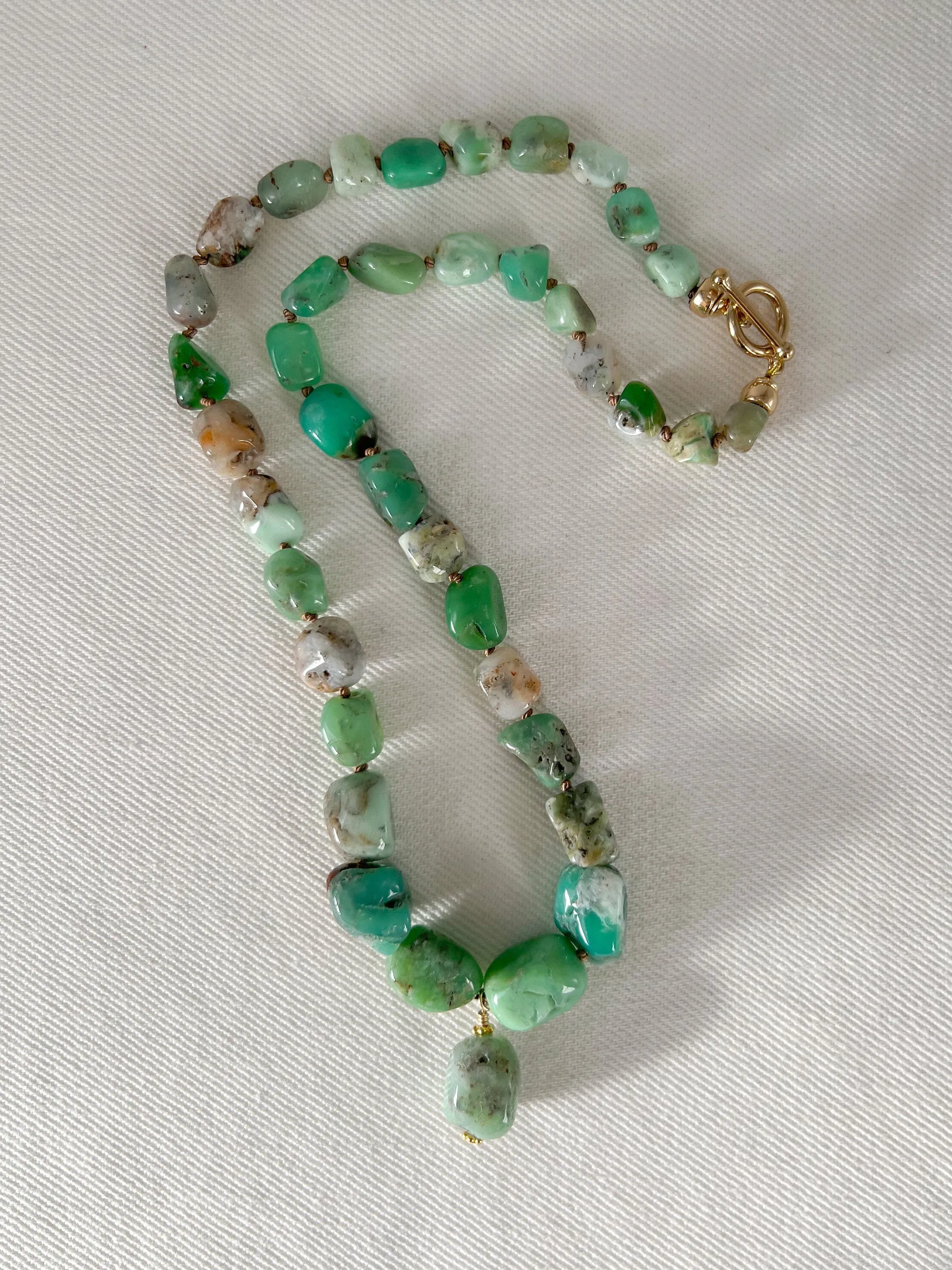 Chrysoprase Nuggets Necklace with Pendant
