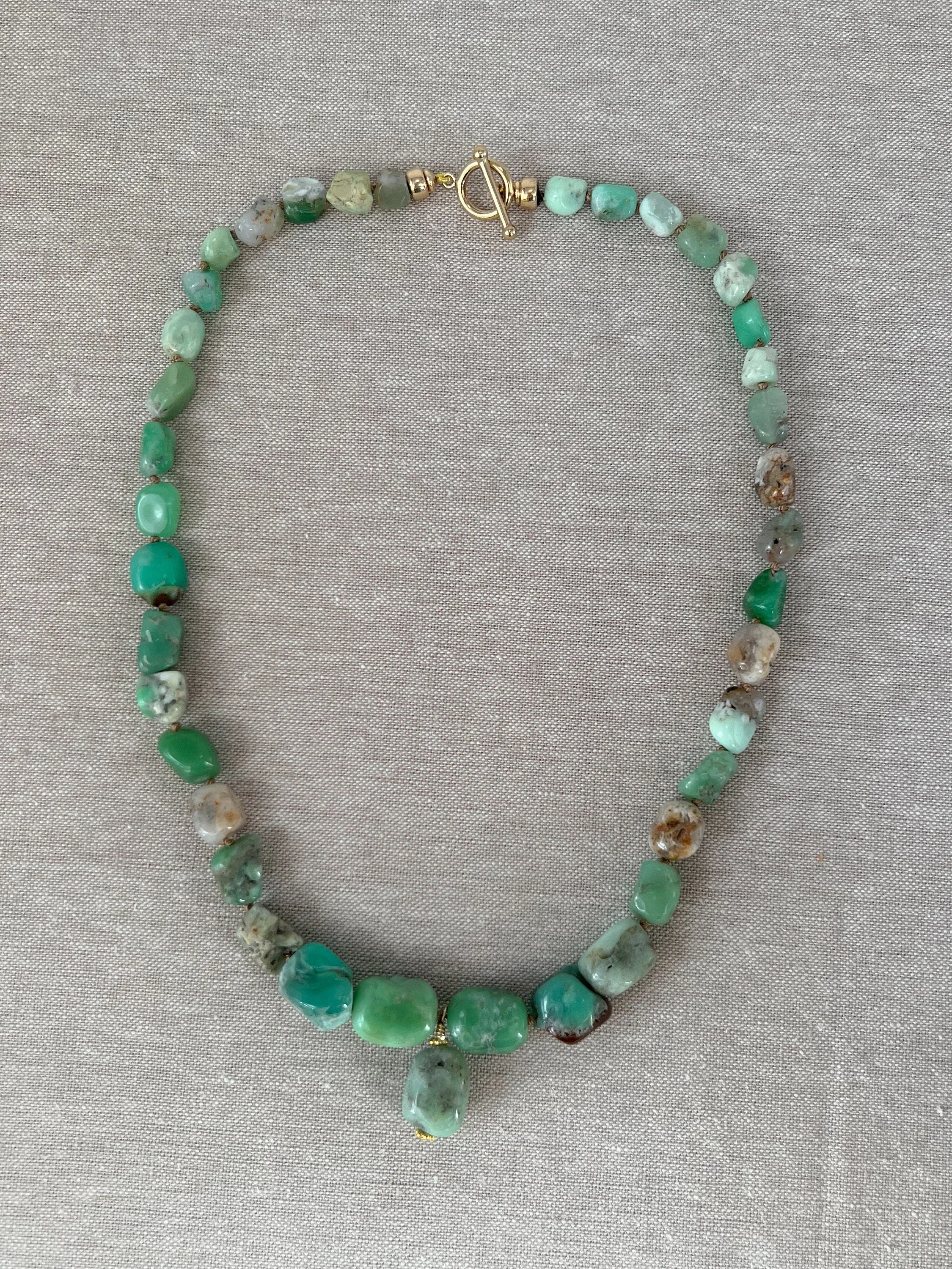 Chrysoprase Nuggets Necklace with Pendant