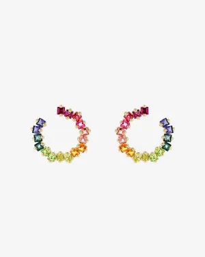 Cierra Rainbow Midi Sideways Hoops