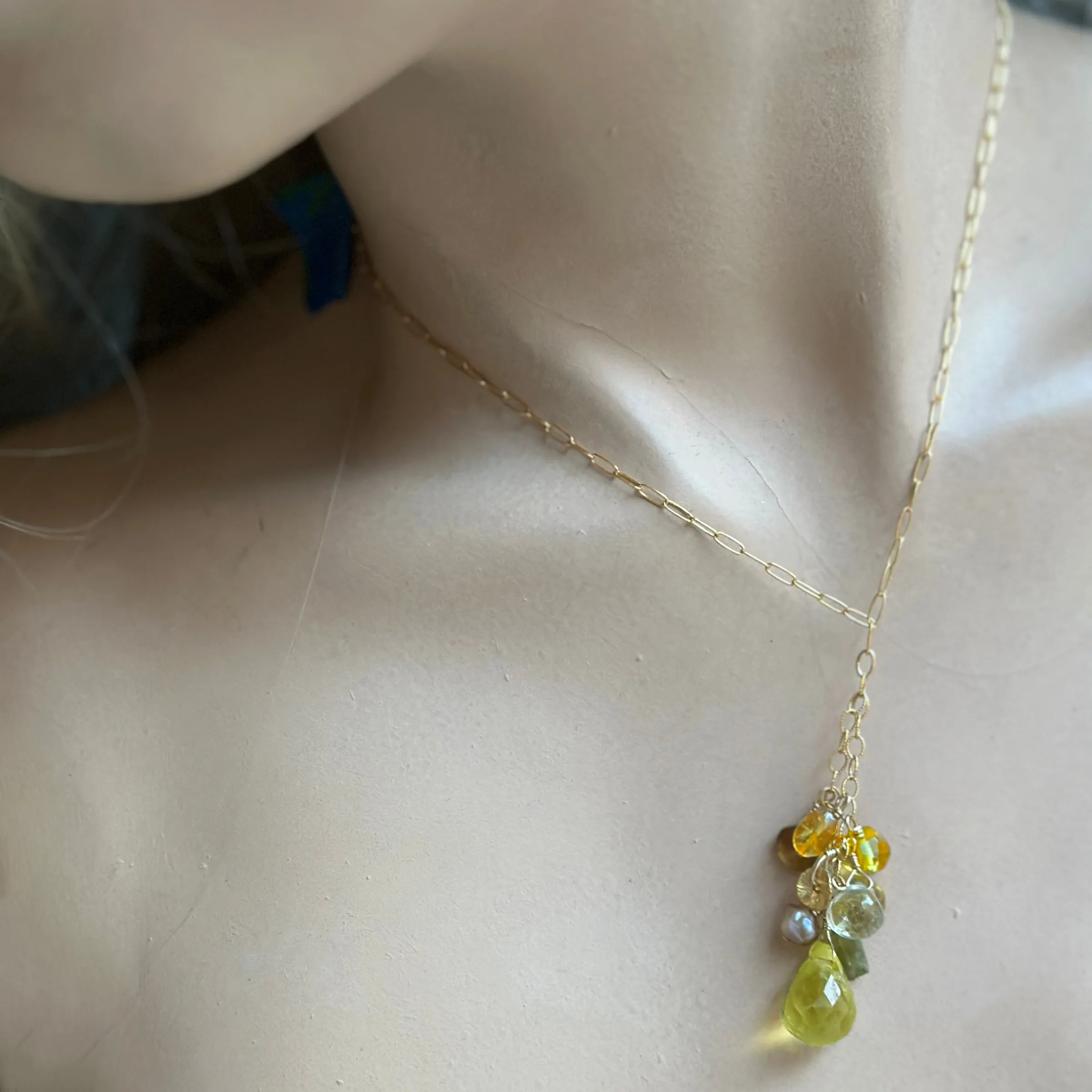 Citrine Yellow Colorblock Dangly Necklace