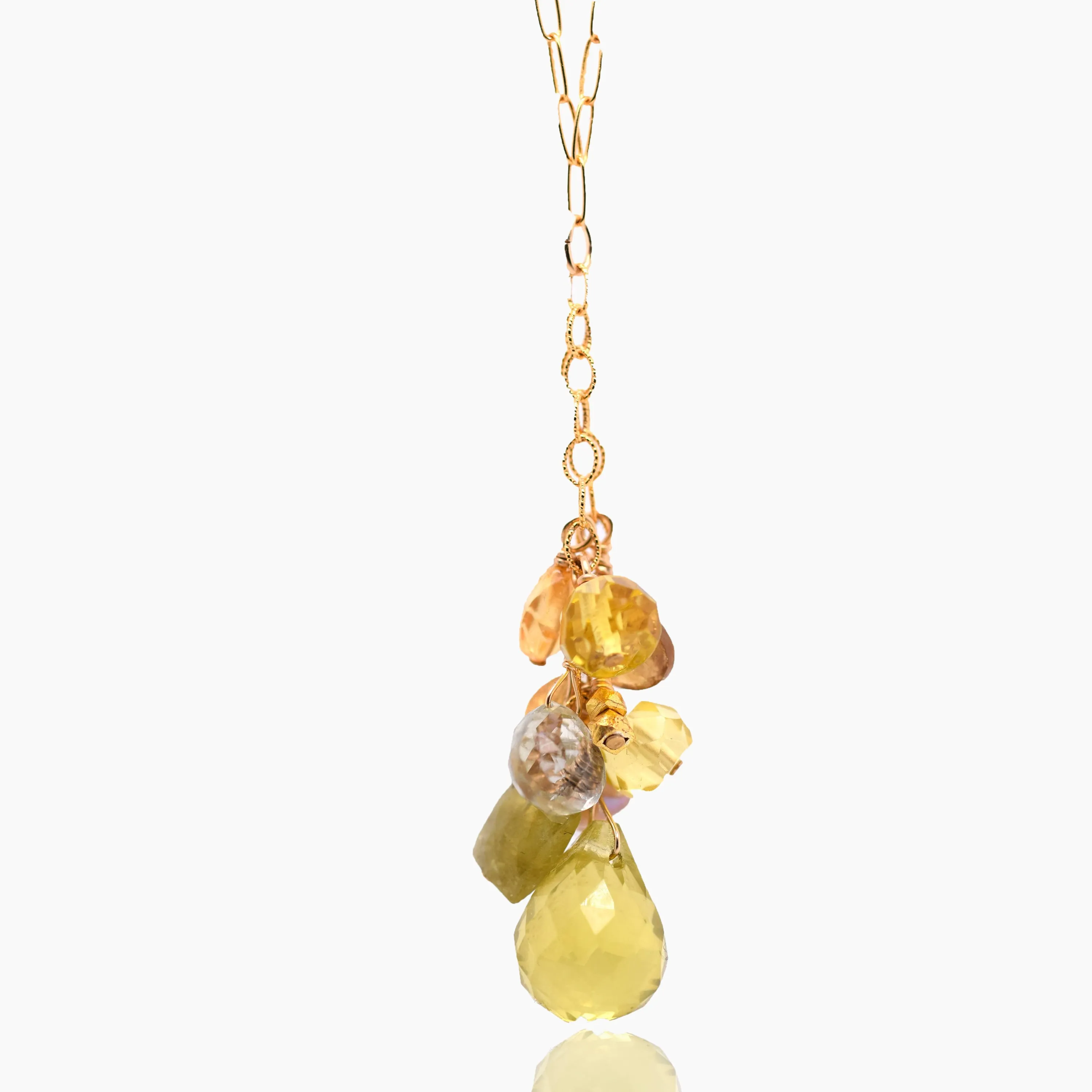 Citrine Yellow Colorblock Dangly Necklace