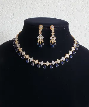 Classic Necklace With 2 Tone Plating Blue Gr16