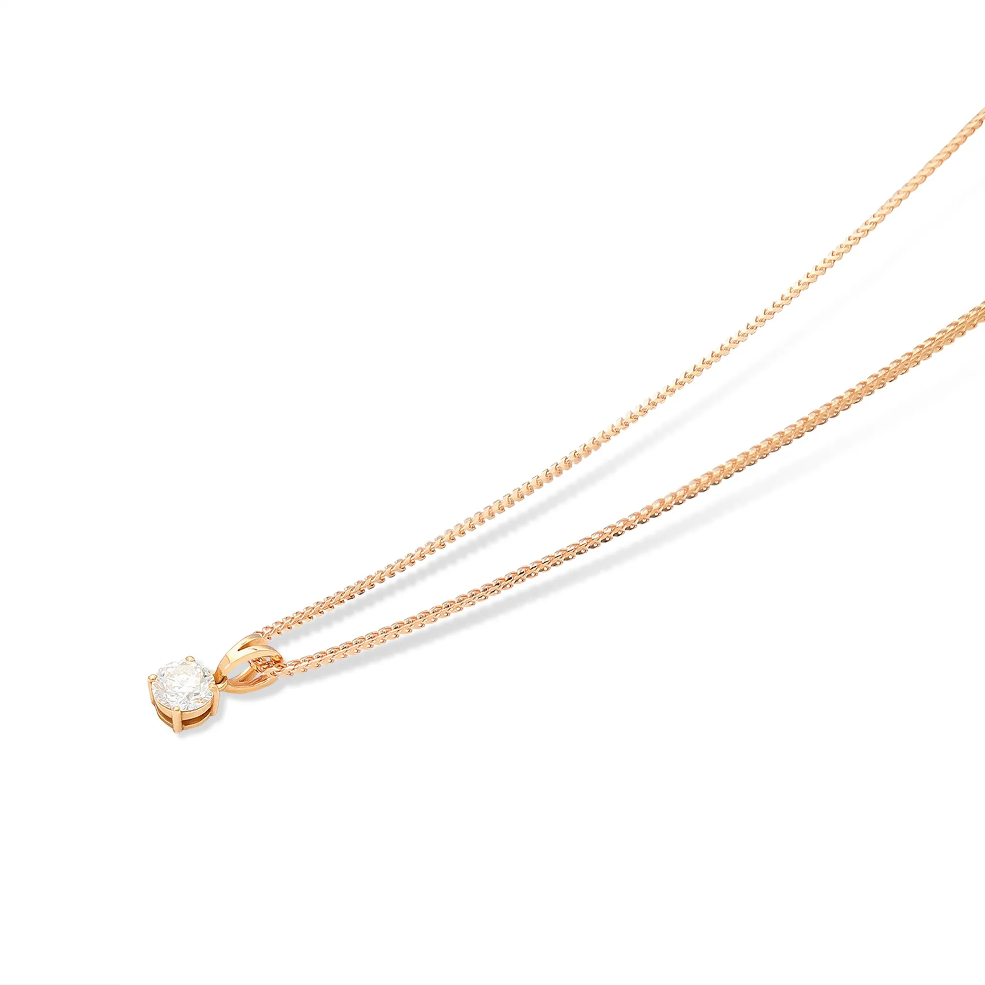 Classic Round Brilliant Diamond Minimal Pendant in Rose Gold - .5 Carat
