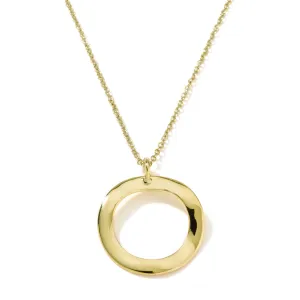Classico Short Mini Wavy Circle Pendant Necklace 18k gold