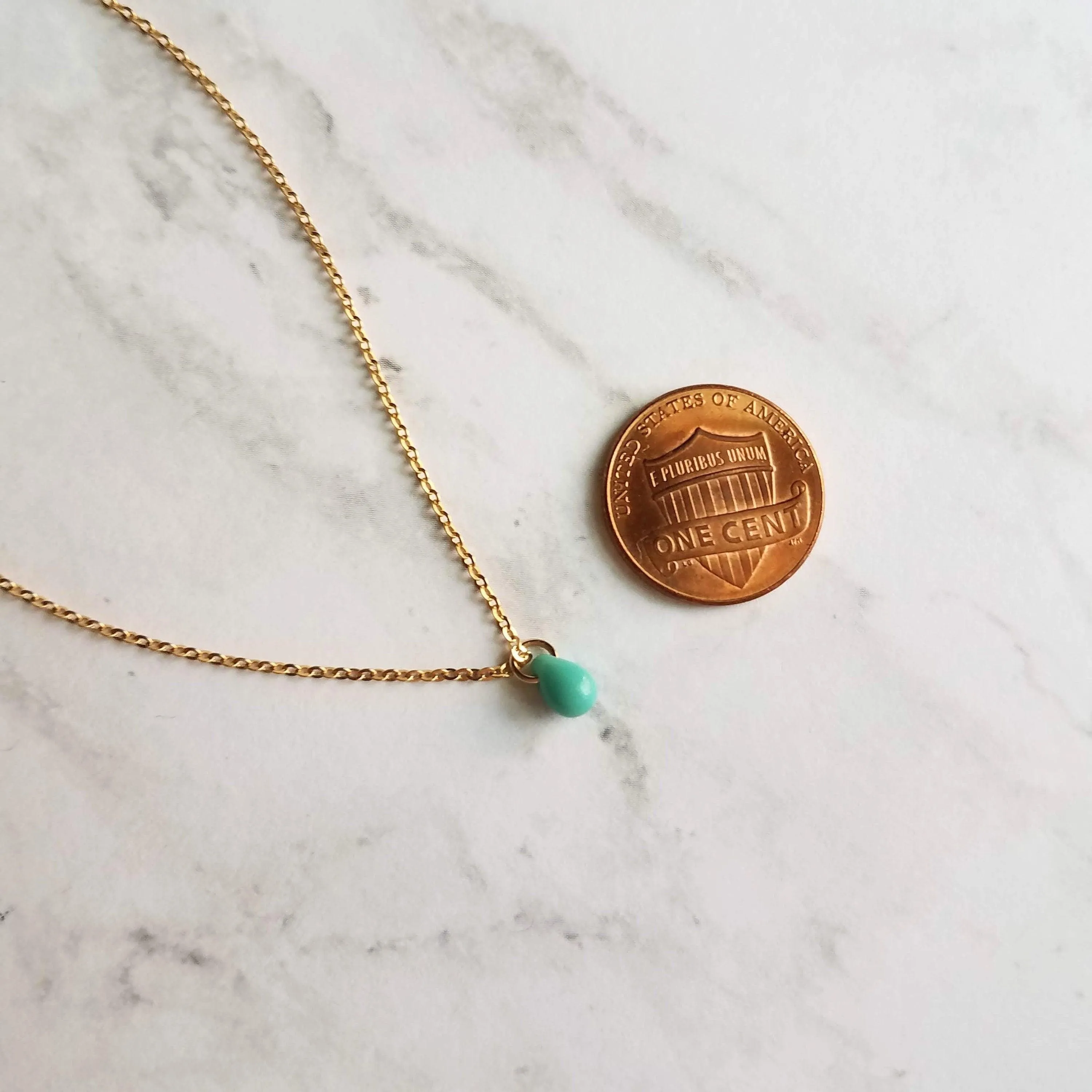Clear Water Drop Necklace -  very tiny glass pendant, 14K gold fill chain, delicate small little teardrop, bridesmaid gift for her under 40