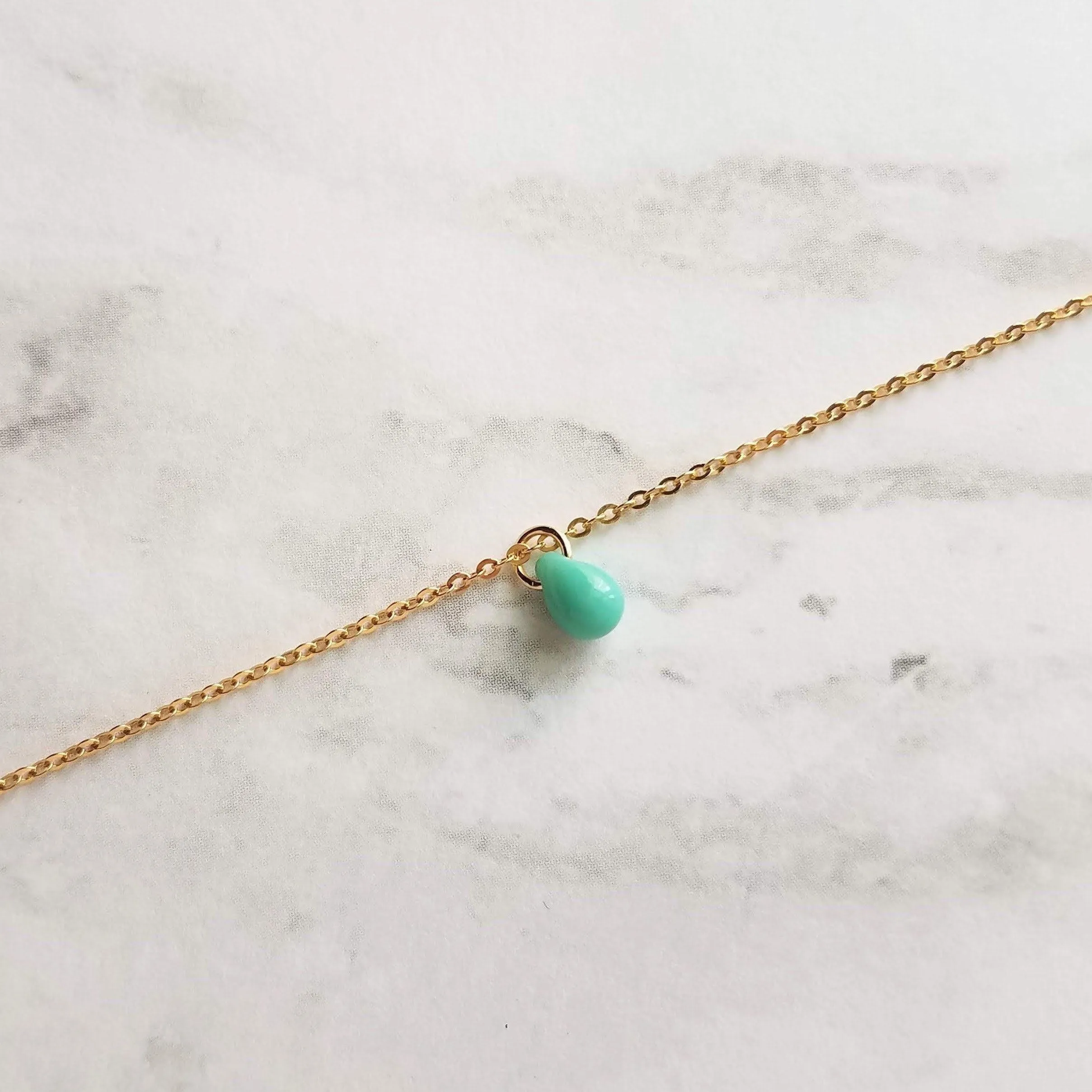 Clear Water Drop Necklace -  very tiny glass pendant, 14K gold fill chain, delicate small little teardrop, bridesmaid gift for her under 40