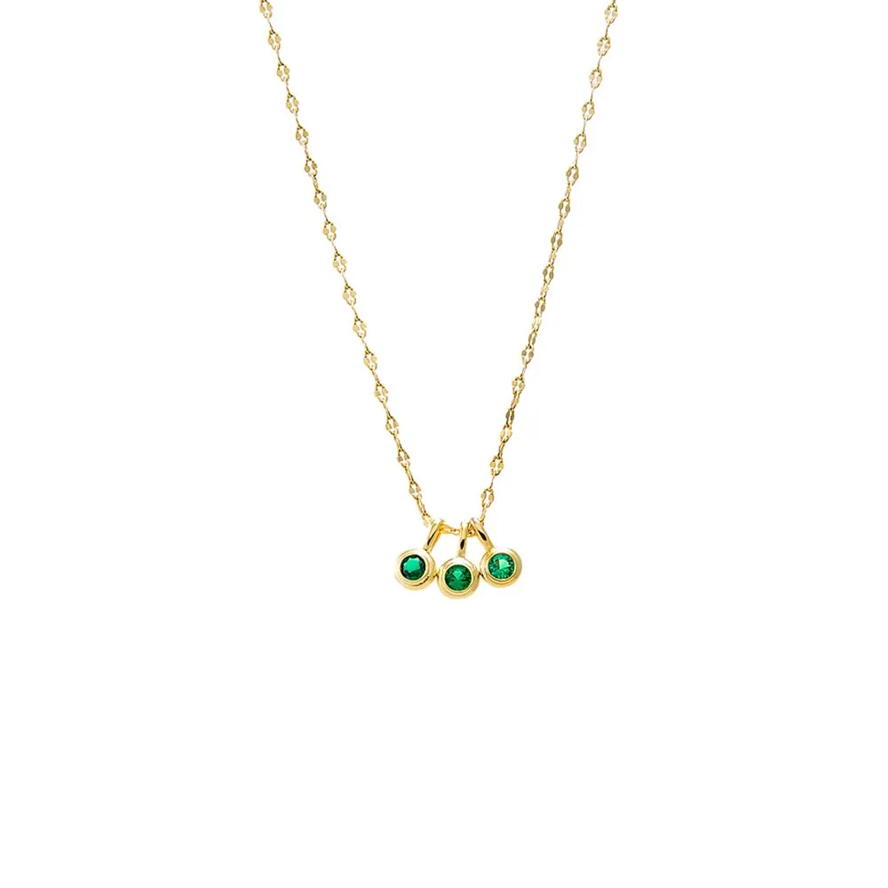 Colored CZ Triple Bezel Shaker Charm Necklace