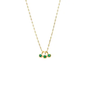 Colored CZ Triple Bezel Shaker Charm Necklace
