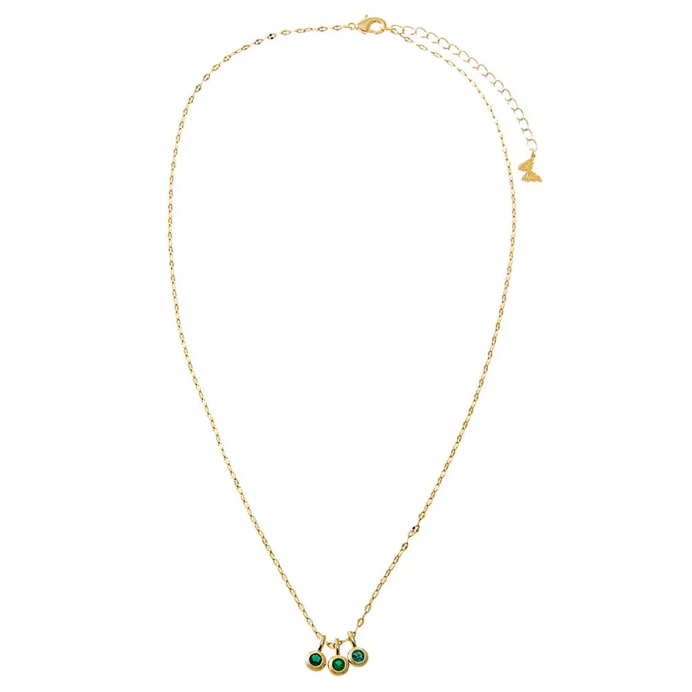 Colored CZ Triple Bezel Shaker Charm Necklace