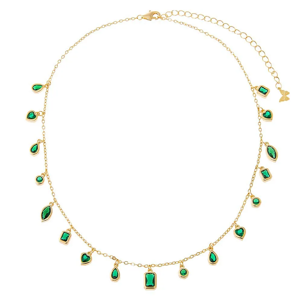 Colored Multi Shape Bezel Shaker Necklace