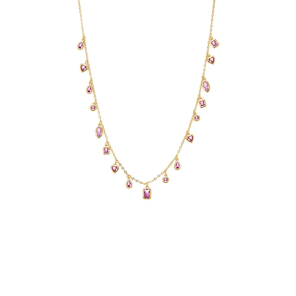 Colored Multi Shape Bezel Shaker Necklace