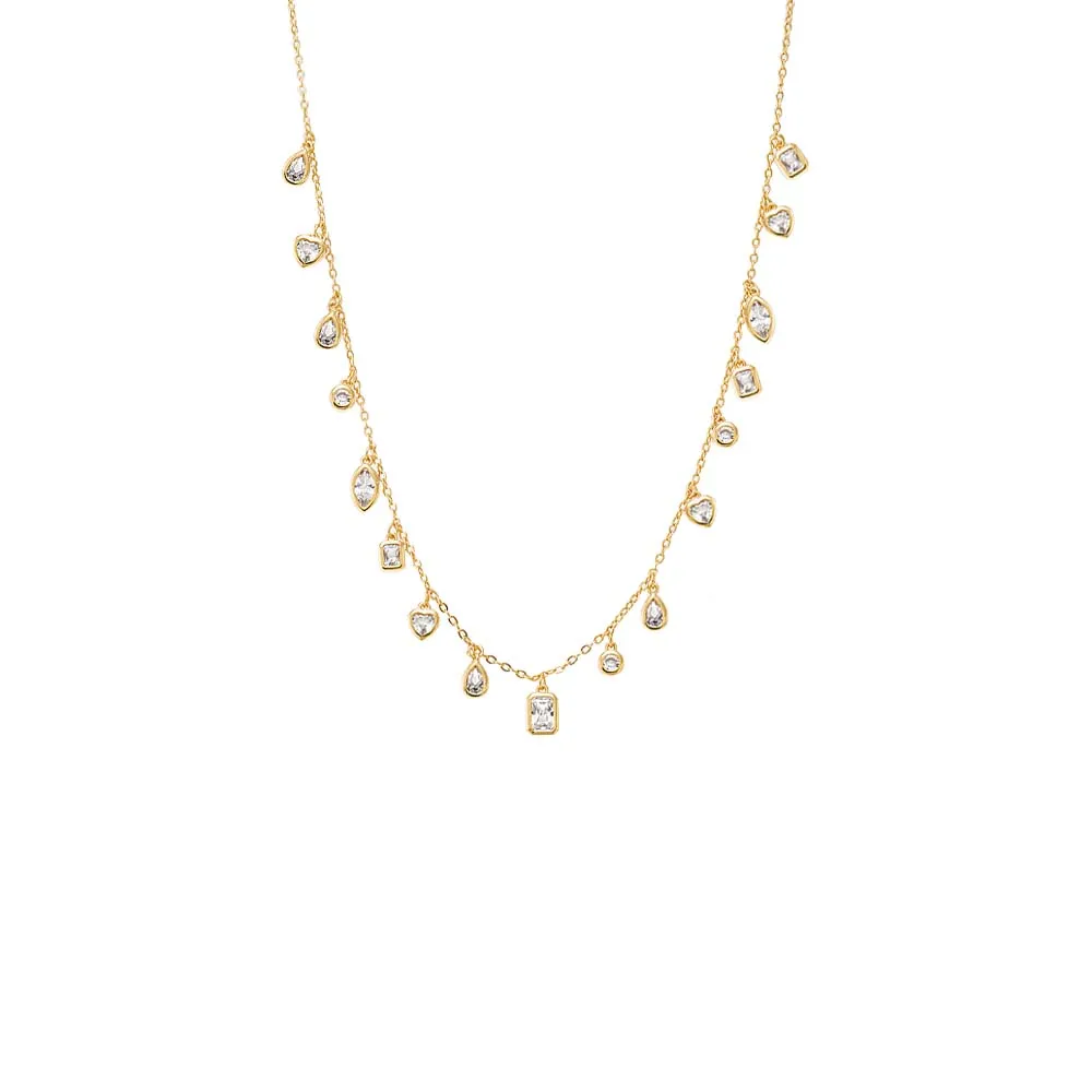 Colored Multi Shape Bezel Shaker Necklace