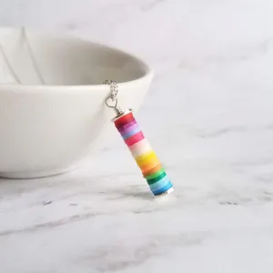 Colorful Necklace, multicolor necklace, ombre necklace, rainbow necklace, rainbow pendant, tube pendant, rainbow tube, cheer up gift, silver
