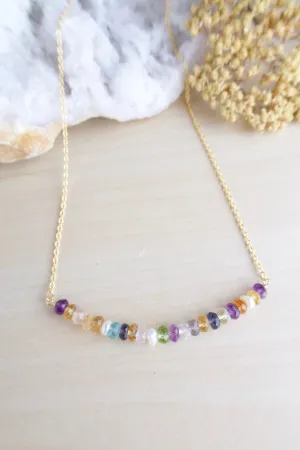 Confetti Bar Necklace - Multi Color Gemstone bar - 2 inches
