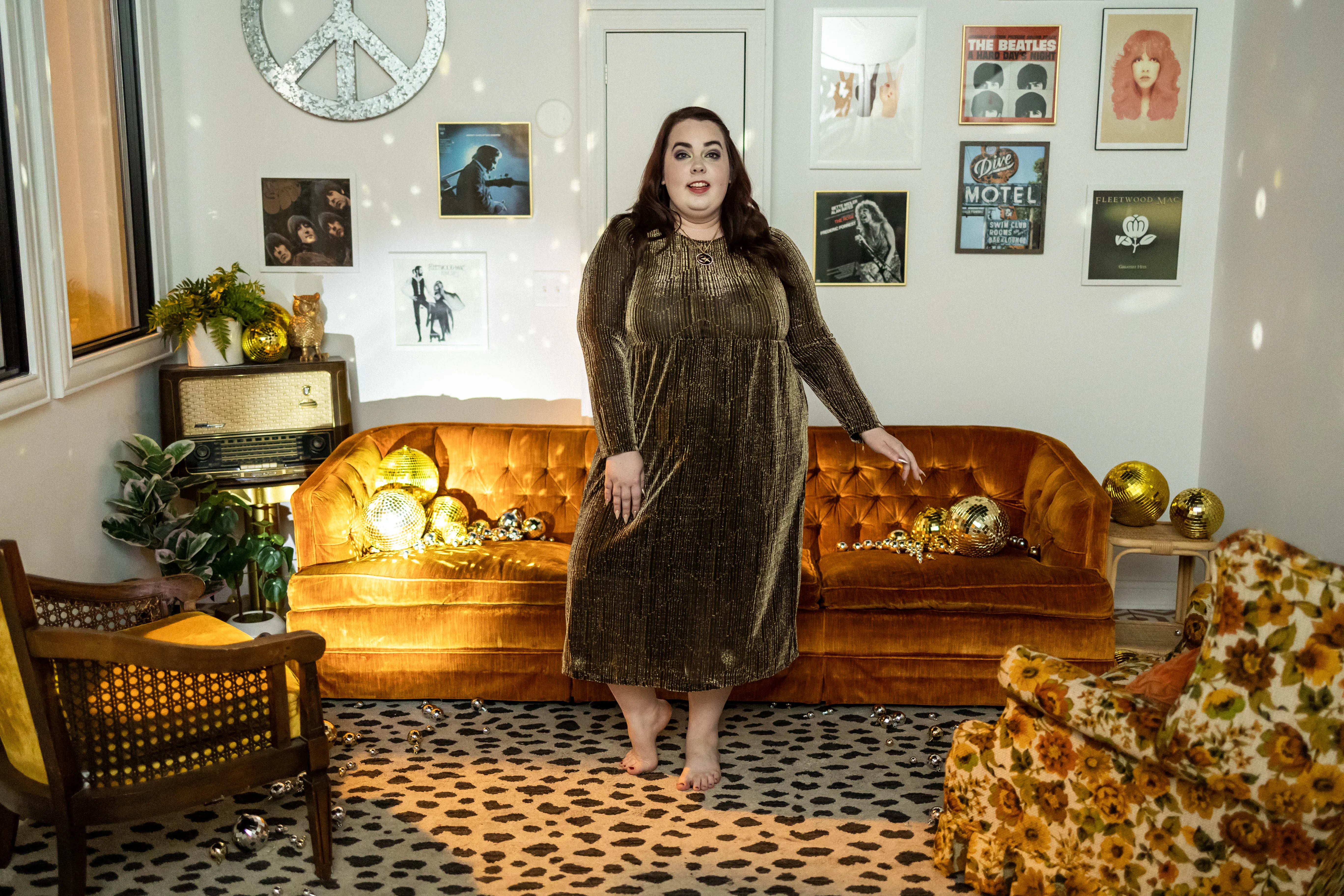 constance dress in golden