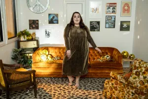 constance dress in golden