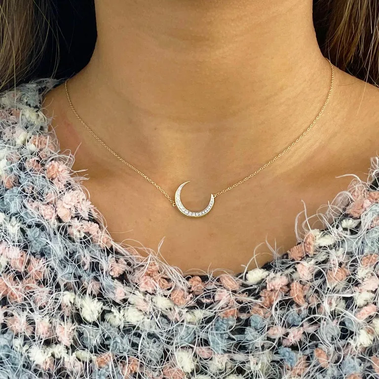 Crescent Moon Diamond Necklace