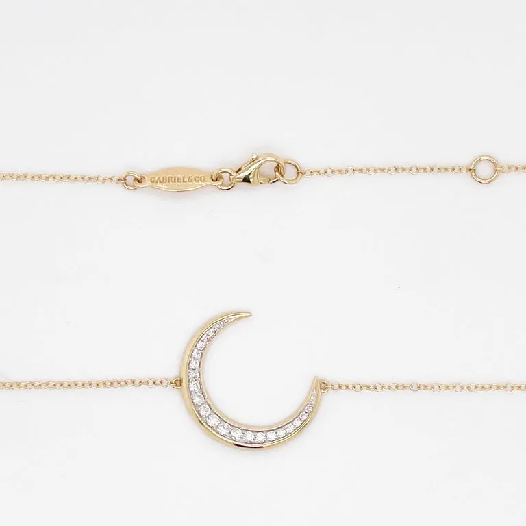 Crescent Moon Diamond Necklace