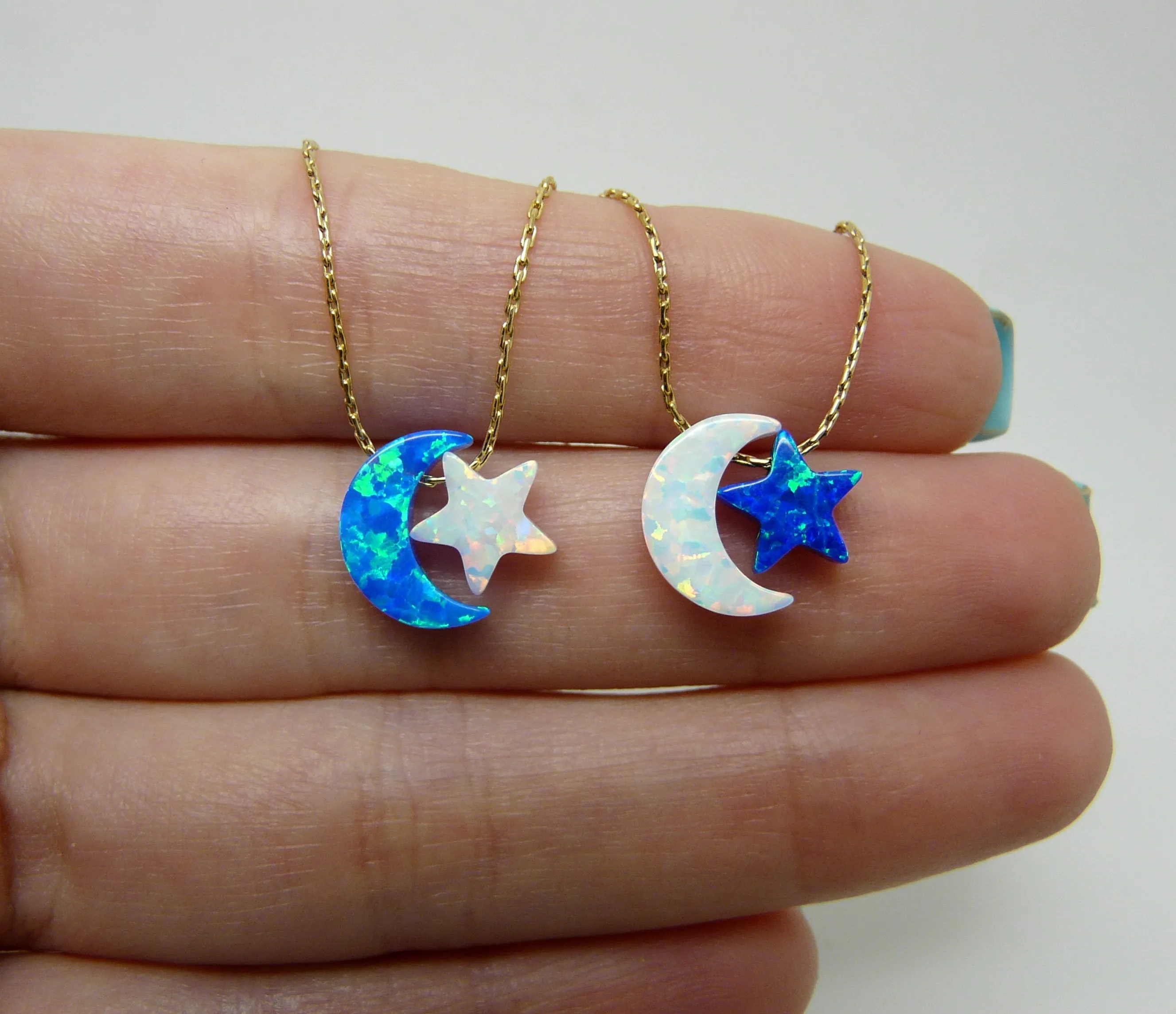 Crescent moon necklace with star
