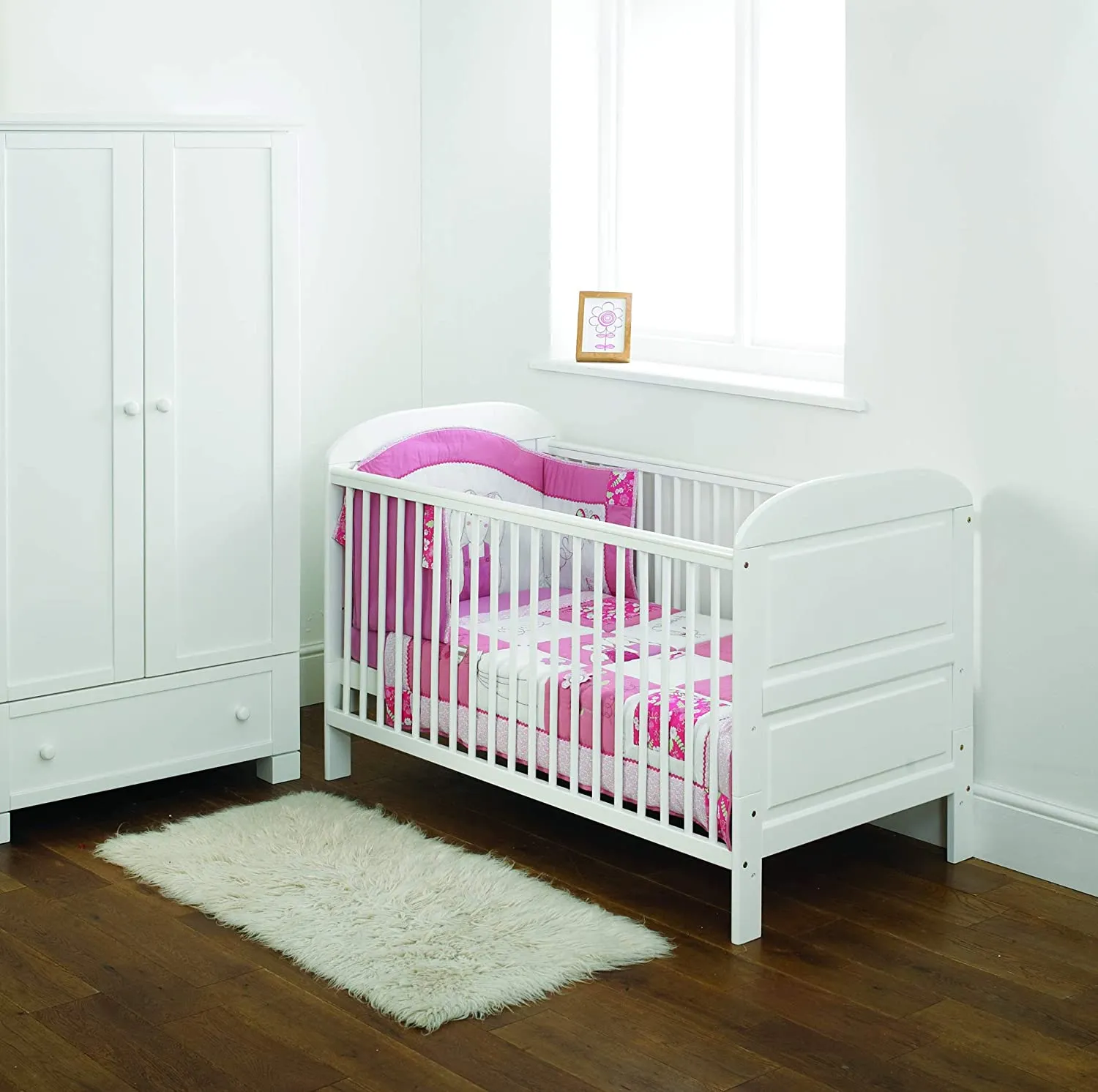 Crescent Wooden Cot Bed | 2-in-1 Cot Bed | Pure White