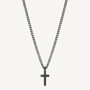 Cross Necklace in Ruthenium Plated Stainless Steel