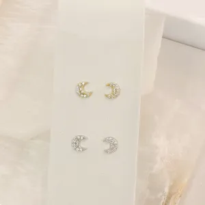 CRYSTAL CRESCENT MOON STUD earring