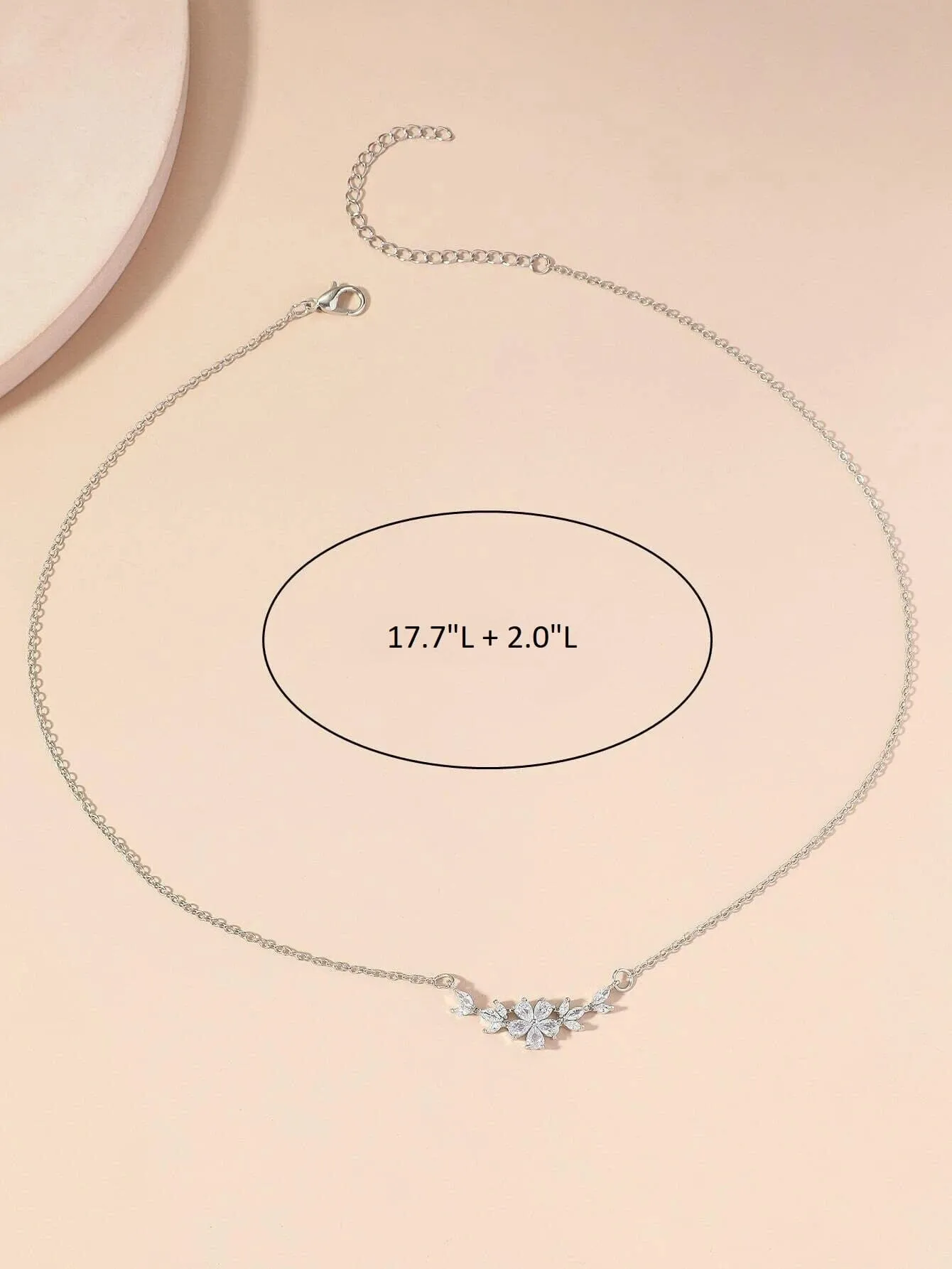 Crystal Flower CZ Charm Necklace, Wedding Flora 14K Gold Plated Necklace for Brides or Bridesmaids