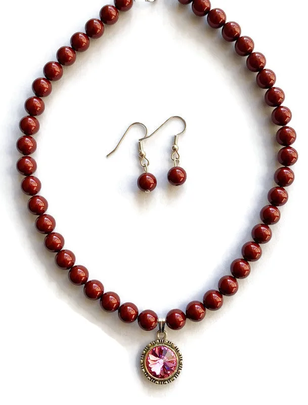 Crystal Pearl Necklace - Eliana (Multiple Colors)