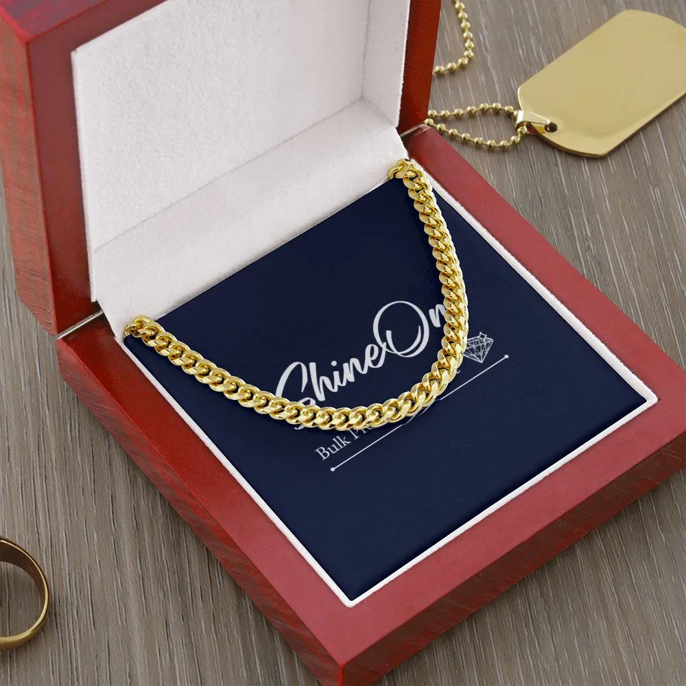 Cuban Link Necklace For Him with Message Card