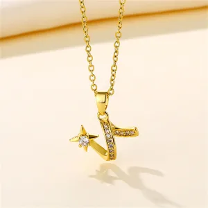 Cubic Zirconia & 18K Gold-Plated Shooting Star Pendant Necklace