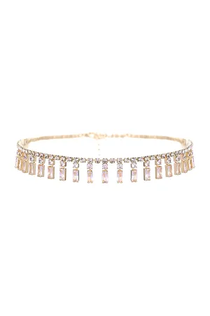 CUBIC ZIRCONIA BAGUETTE PIANO CHOKER NECKLACE
