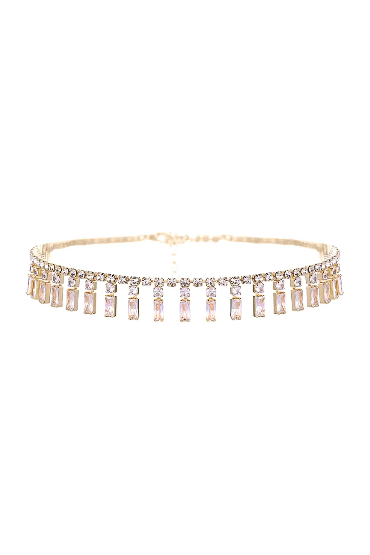 CUBIC ZIRCONIA BAGUETTE PIANO CHOKER NECKLACE