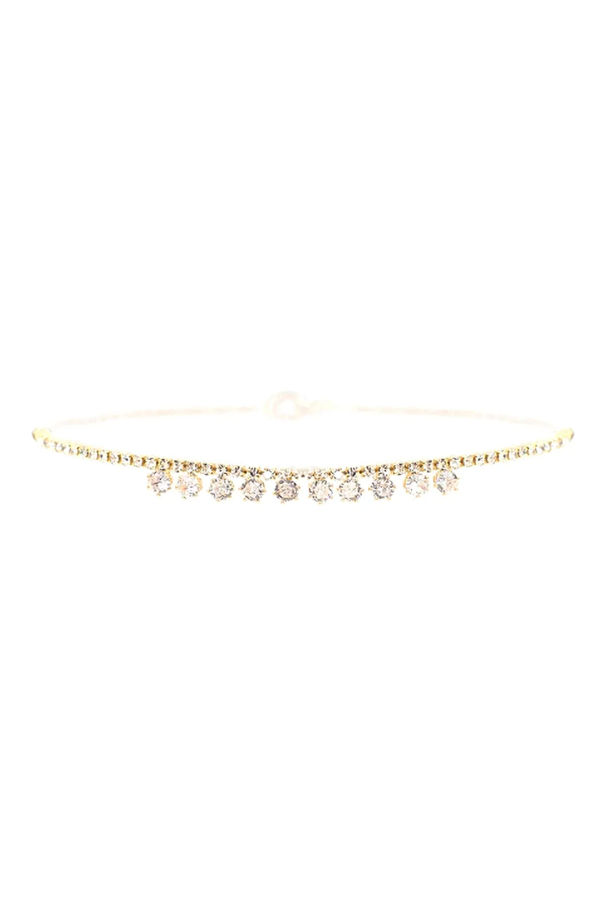CUBIC ZIRCONIA CENTER STATIONED COLLAR NECKLACE