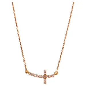 Curved Cross Diamond Necklace