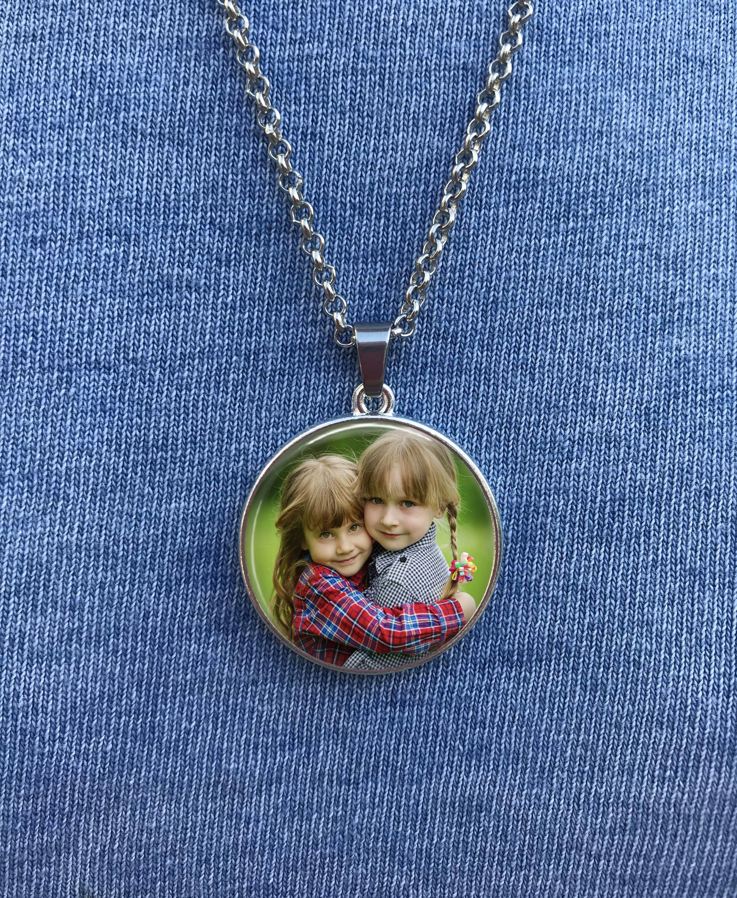 Custom handwriting necklace, photo and handwriting - double sided