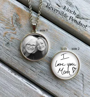 Custom handwriting necklace, photo and handwriting - double sided