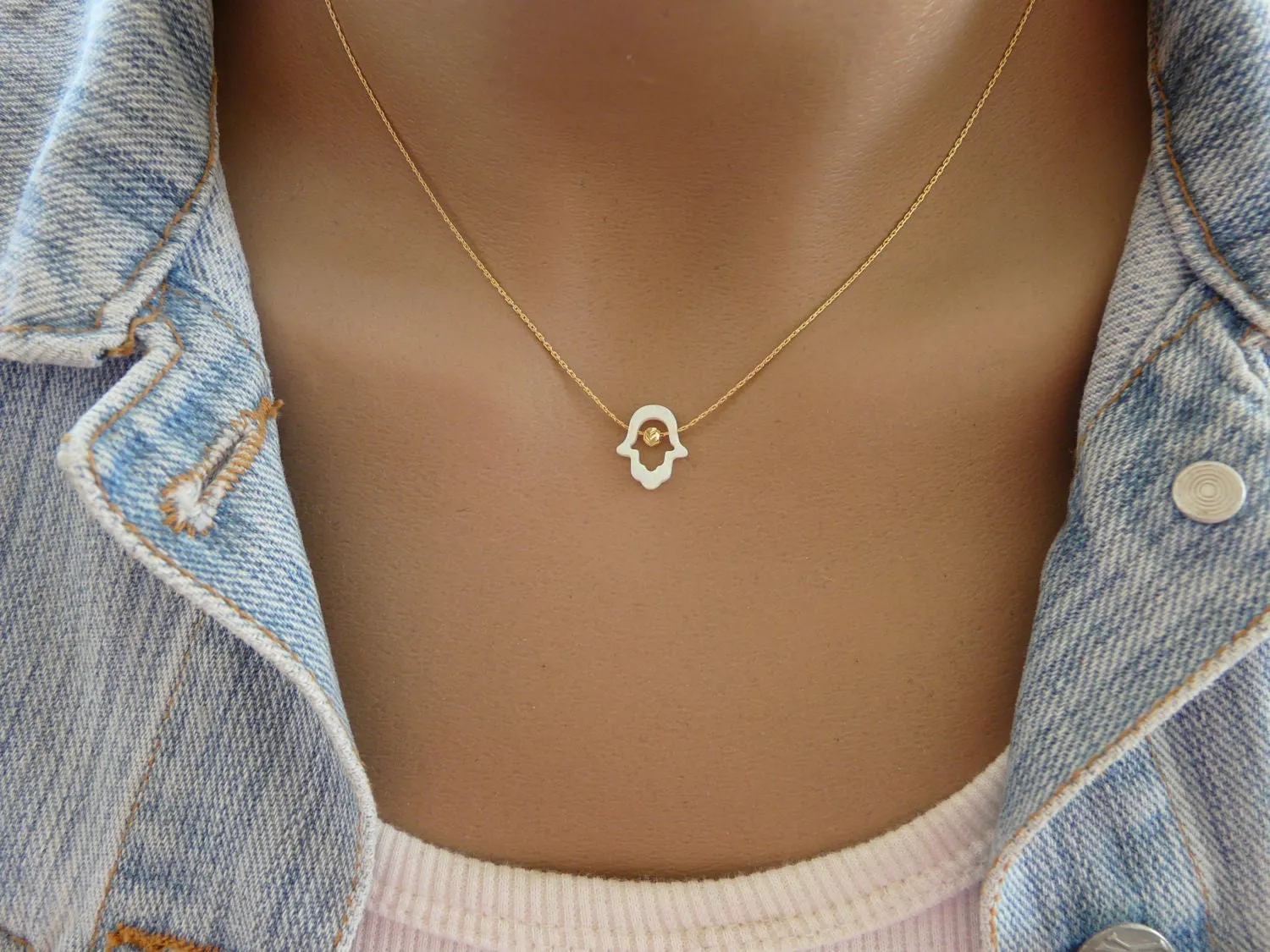 Cutout Hamsa necklace