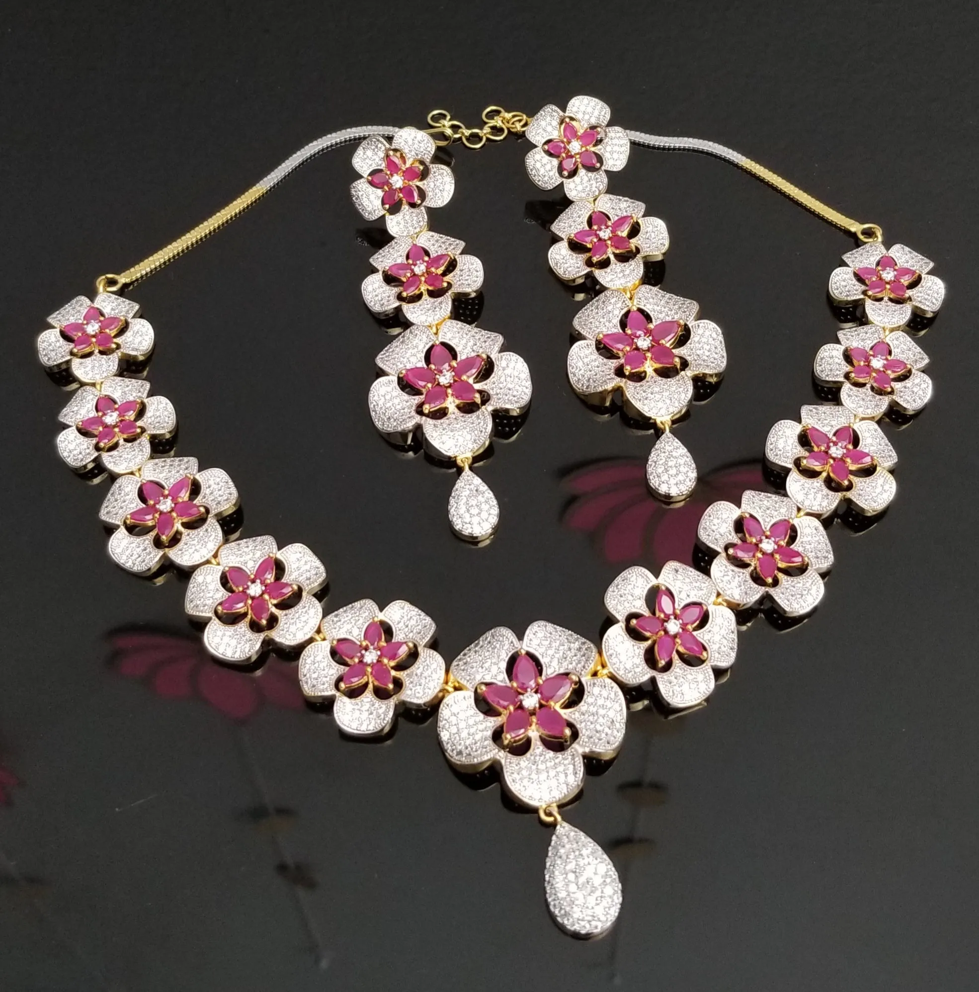 CZ Choker Necklace With 2 Tone Plating 6619