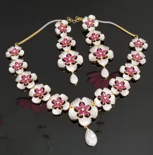 CZ Choker Necklace With 2 Tone Plating 6619