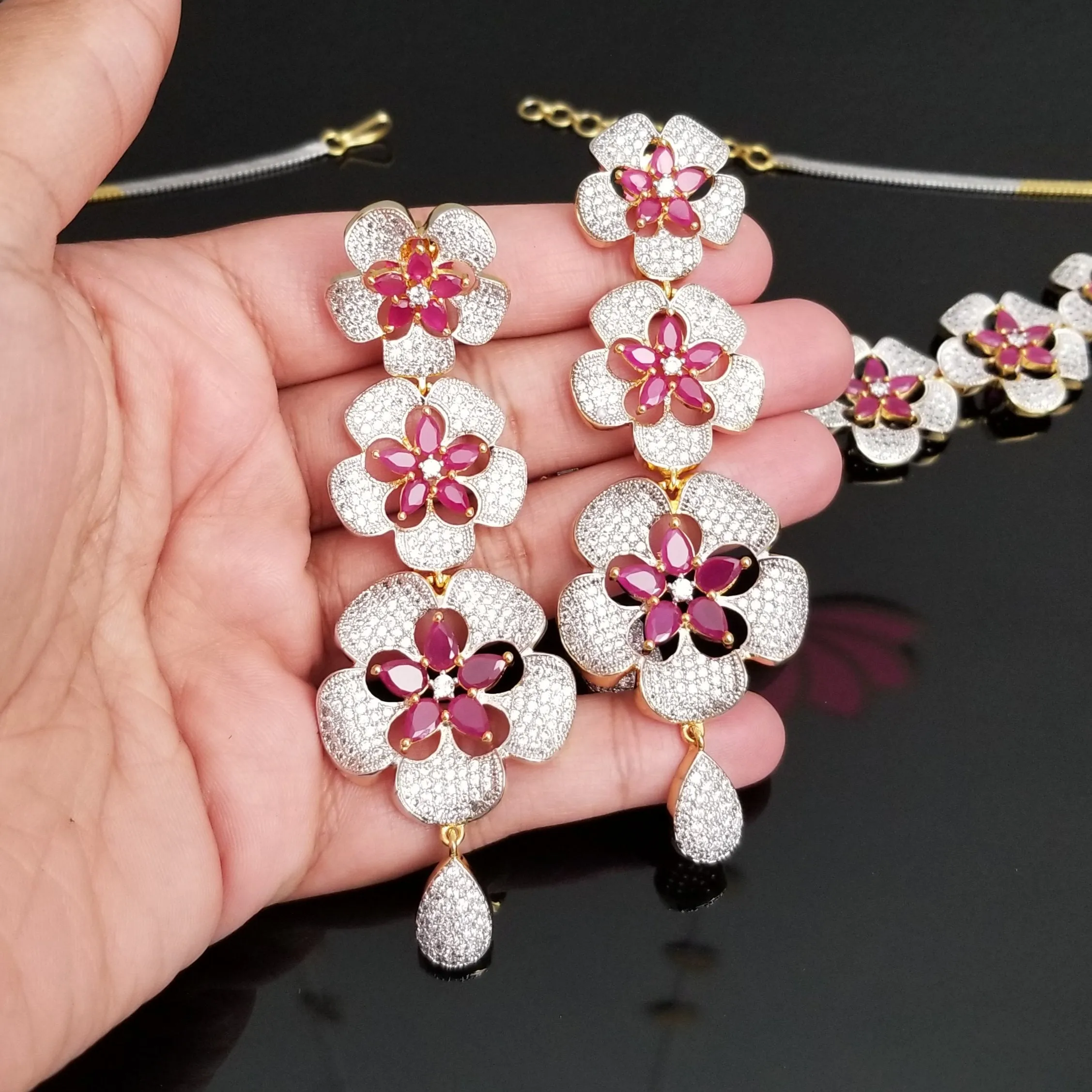 CZ Choker Necklace With 2 Tone Plating 6619