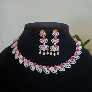 Cz Classic Necklace With 2 Tone Plating