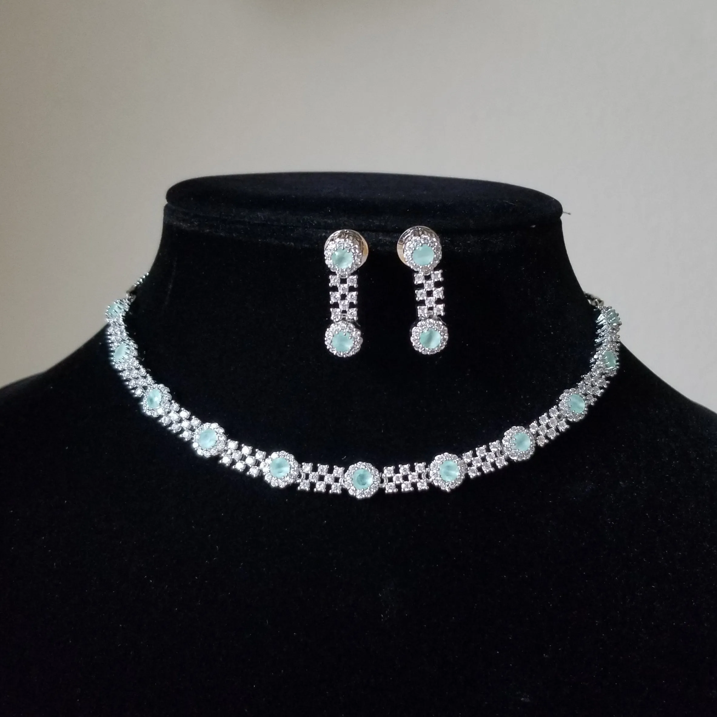 Cz Classic Necklace With Rhodium Plating GL32