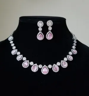 Cz Classic Necklace With Rhodium Plating GL36
