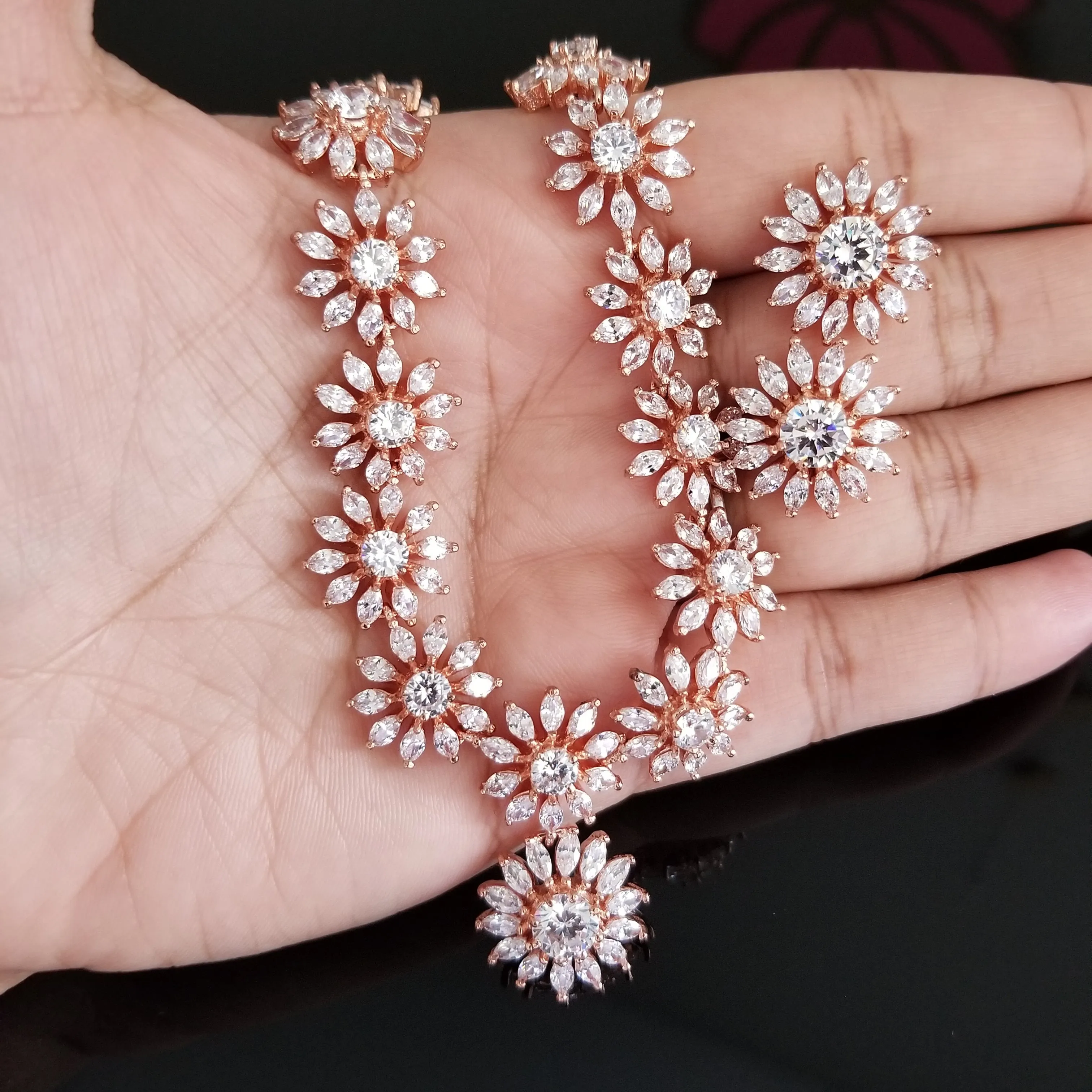 Cz Classic Necklace With Rose Gold Plating jk121