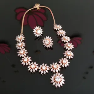 Cz Classic Necklace With Rose Gold Plating jk121