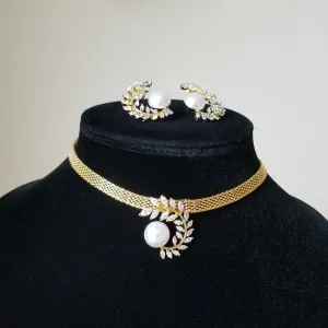 Cz Classic Pendant Set With 2 Tone Plating GL38