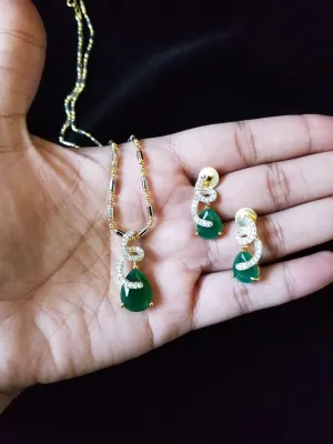 Cz Classic Pendant Set With 2 Tone Plating