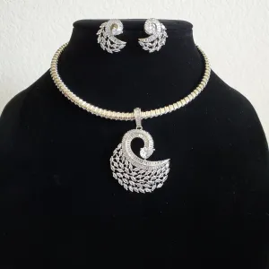 Cz Classic Pendant Set With Rhodium Plating